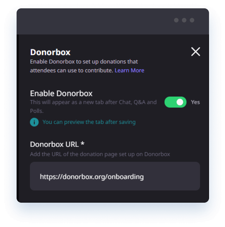Habilita la integración de Donorbox