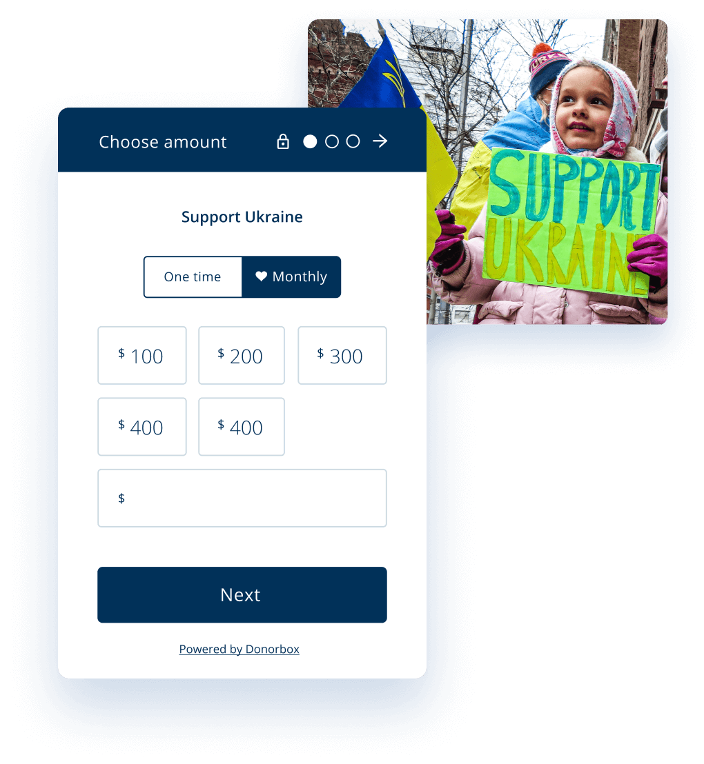 Intégrez un widget de formulaire de don directement sur votre page de don Webflow, placé stratégiquement pour attirer l'attention de vos donateurs !