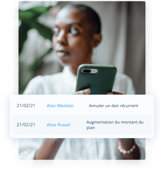 Recevoir des notifications sur les activités des donateurs récurrents